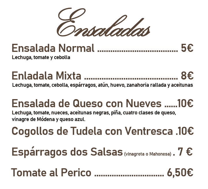 Ensaladas Hotel Rural Vistahermosa