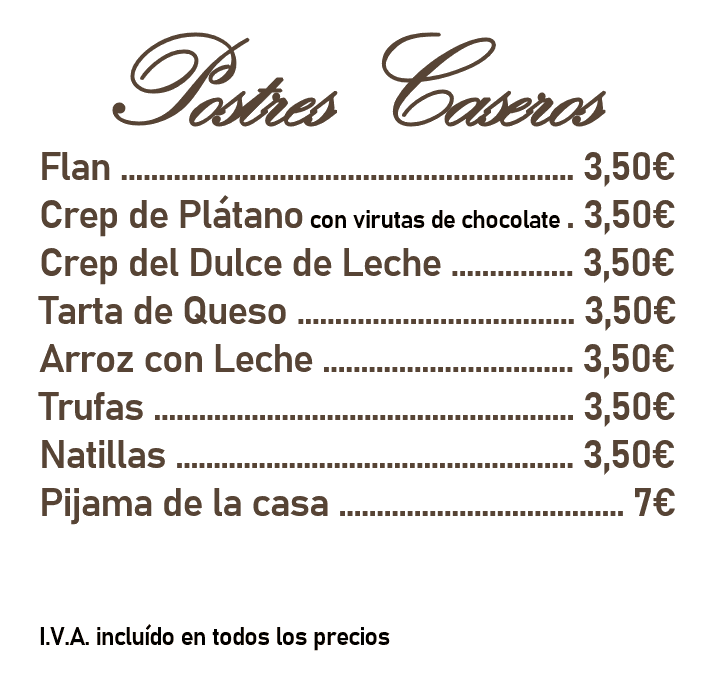 Postres Hotel Rural Vistahermosa